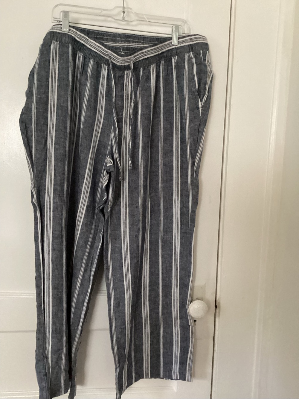 Old Navy Navy and White Striped Drawstring Trousers